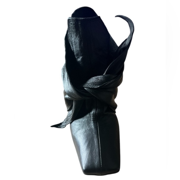 CCWDMOSS Black Ankle Booties with Square Toe and Bow Tie Design - Size 10 - Picture 4 of 14